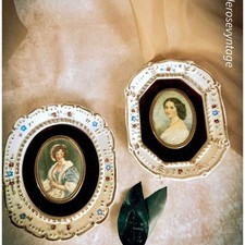 Hand Painted Porcelain Framed Cameo Creations-Vintage