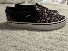 Vans Asher Ditsy Floral Black Women's Slip-On Sneakers