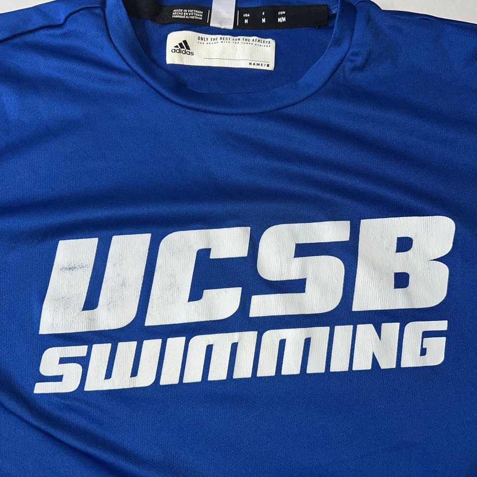 Camisa Atlética Adidas Emitida por el Equipo de Natación Gauchos UCSB De Colección Azul Medio NCAA Foto 2 de 4