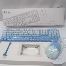 MOFII Wireless Retro Keyboard Mouse Set Blue Colorful Full Size for PC Laptop