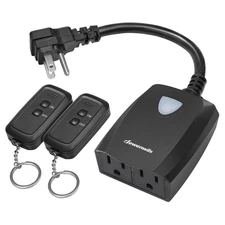 DEWENWILS Wireless Remote Control Outdoor Outlet With 2 Remotes, Plug-in Light