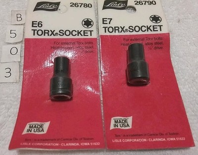 2pc LISLE 26780×26790 1/4''DRIVE E-6-7 TORX IMPACT GRADE SOCKET SET USA  