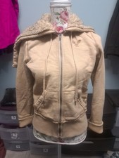 American Eagle Outfitters Hoodie Womens Medium Tan Full Zip Sherpa Lined Hood