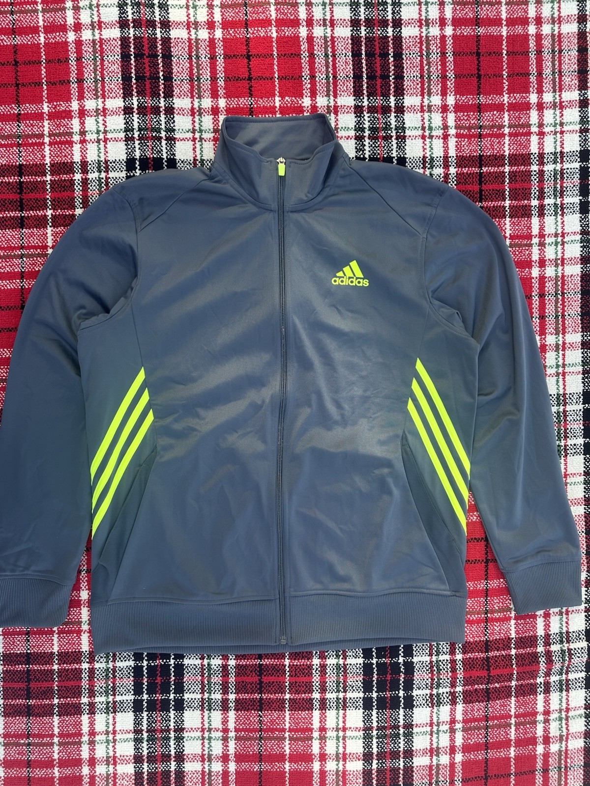 Adidas Men L Climalite ClimaCore Jacket FullZip Gray Carbon Electric Neon G83535
