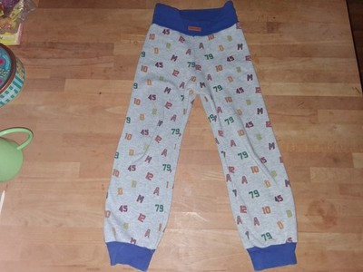 Handmade Nordsee lange Sweathose Jogger warm gefüttert 122/128 grau blau Zahlen