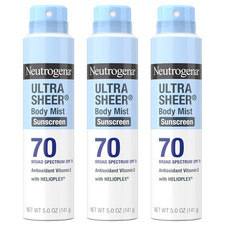 Ultra Sheer Body Mist Sunscreen Spray, Broad Spectrum SPF 70, Lightweight Spray