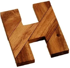 H Letter Puzzle Wooden Brain Teaser