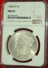 1883 O Morgan Silver Dollar- NGC MS65 EYE APPEAL RIM TONNING