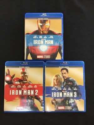 Iron Man 1, 2, 3 Complete Trilogy Marvel Collection Blu Ray Lot Robert Downey Jr