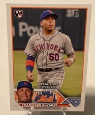 Topps Francisco Alvarez Rookie Debut #US255 2022 Update New York Mets MLB Card. rookie card picture