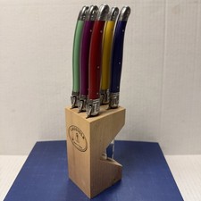 Jean Dubost Laguiole 6-Piece Steak Knife Set Multi-Color Handles Made in France