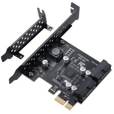 PCIe Expansion Card 2 Ports 19Pin USB 3.0 5Gbps Controller Card  PCIE 2 Port...