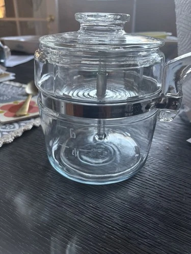 Vintage Pyrex 7756-B Flameware 6 Cup Percolator Glass Coffee Pot & Lid Complete