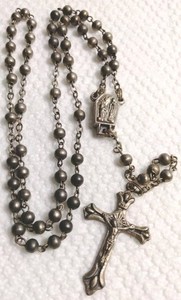 EAU DE Lourdes Antique Relic Rosary Ball Bearing Bead Style Rosary