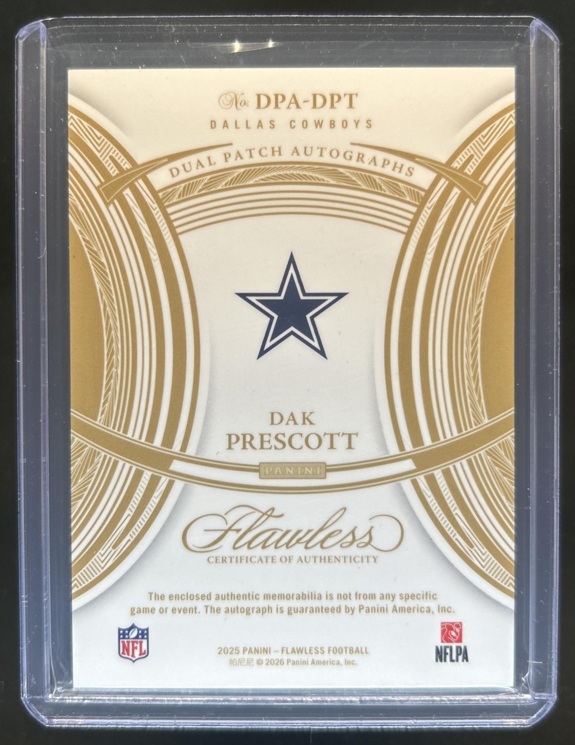 2025 Panini Flawless Dak Prescott Dual Patch Auto Autograph Silver #/20 Cowboys view 2