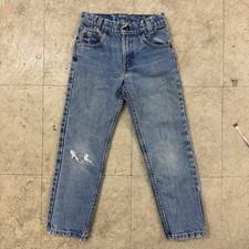 Levis 505 Jeans Boys Kids Vtg Sz 9 23x22 USA 90s 3505 0214 Distressed