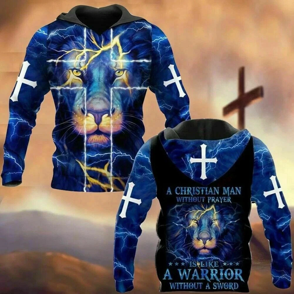Jesus Lion 3D Hoodie Christian Prayer Quote All Over Print Gift