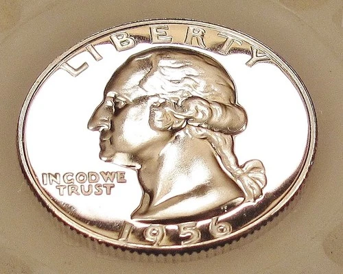 1956  Gem Proof Quarter 90% SILVER EYE CANDY Blazing Mirrored Surfaces #130 ~ 5