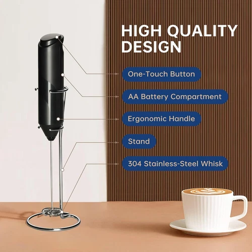 Batidor espumador de leche portátil + soporte de acero inoxidable para café capuchino Lattes - Imagen 5 de 18