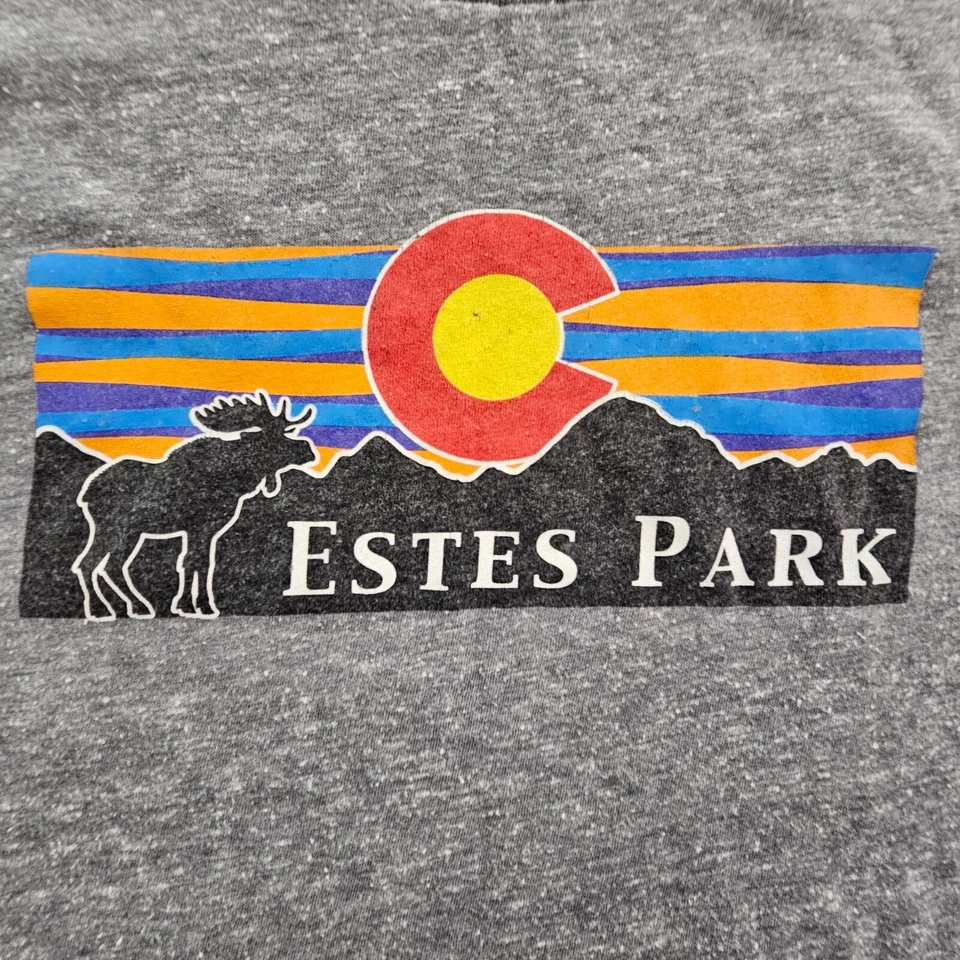 Camiseta Estes Park CO Gris Alce Manga Corta Mezcla Algodón Juvenil M Foto 3 de 4