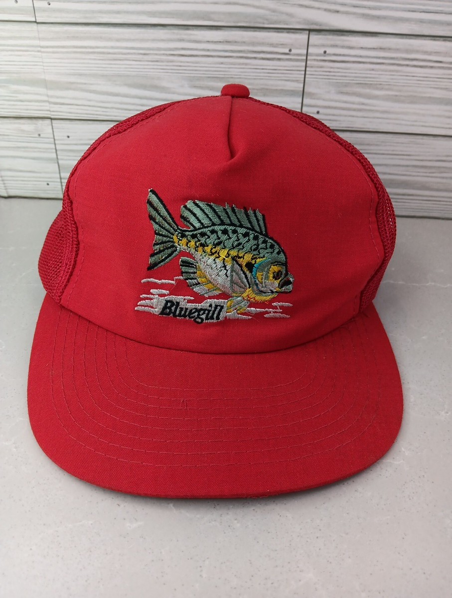 Trucker Hat Baseball Vintage Snapback Red Bluegill Fishing Made in USA Ya  Hopi