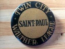 Antique WALTHER LEAGUE Lutheran Religious Pinback Button Twin Cities Minnesota.