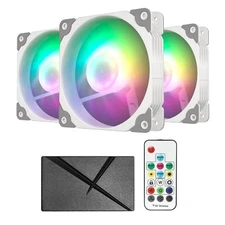 Vetroo 3-Pack White Computer Case Fans 120mm Address RGB & PWM Cooling Fans