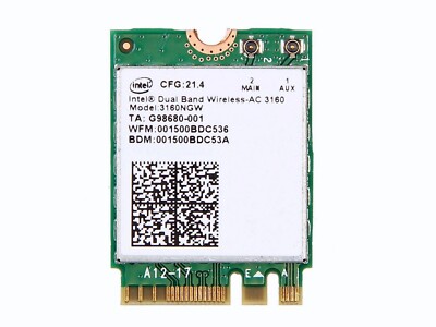 Intel Dual Band Wireless-AC 3160NGW NGFF WiFi Card Wlan BT 433Mbps M.2 802.11ac