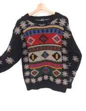 Vtg Woolrich Geometric Wool Fair Isle Chunky Knit Sweater Mens M Cabincore