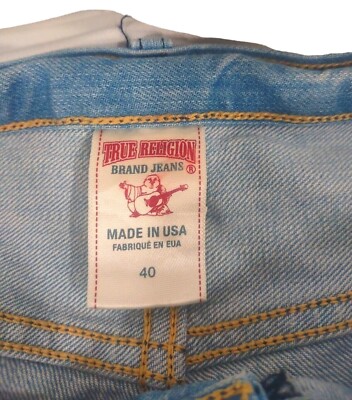 True Religion Bobby Big QT Distressed Jeans Black Stitch