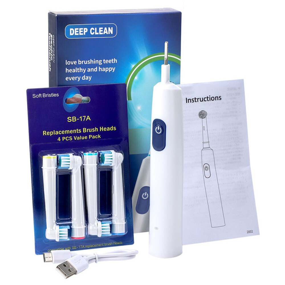 Rechargeable Electric Toothbrush Rotating Brush Heads Oral Deep Clean for Adults