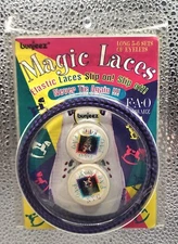 F.A.O. Schwarz N.Y.C. vintage Bunjeez Magic no tie shoe Laces - advertisement