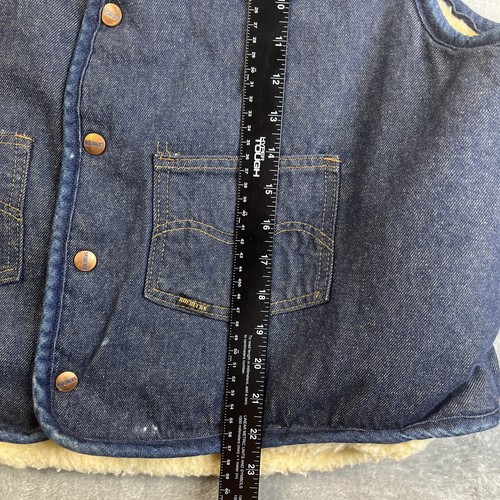 Vintage 80s Sears Roebucks Blue Denim Sherpa Lined Vest Barn Chore XL - Picture 7 of 8