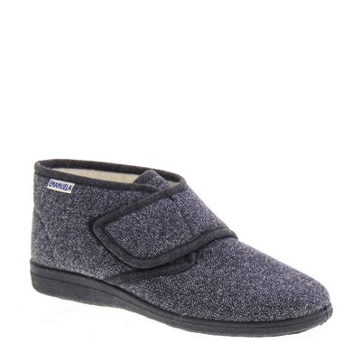 Pantofole Uomo EMANUELA 995 Edgar Grigio - Modello Made In Italy Con Chiusura A Strappo, Fodera In Lana E Zeppa 2,5 Cm - Lavabili In Lavatrice