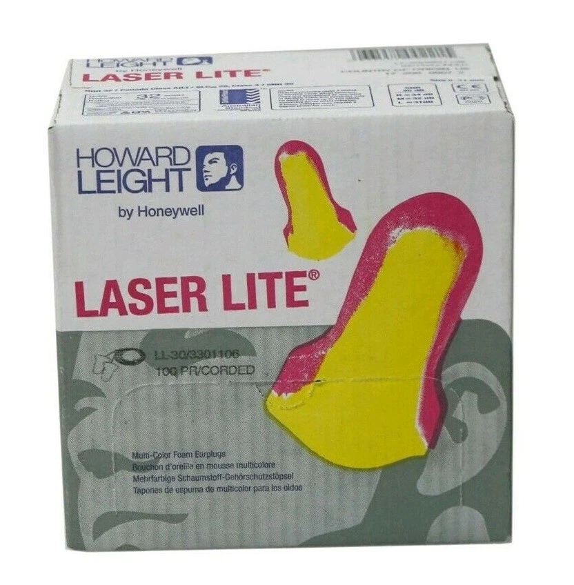EARPLUGS HOWARD LEIGHT Honeywell LASER LITE Self-adjusting Foam Corded , Box 100 - image 2 of 4