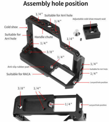 FEICHAO Camera Cage for Fuji X-E4 XE3 Border Frame w/ Cold Shoe Arri Mount