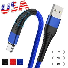 Heavy Duty Braided USB C Type-C Fast Charging Data Sync Charger lot Long Cord