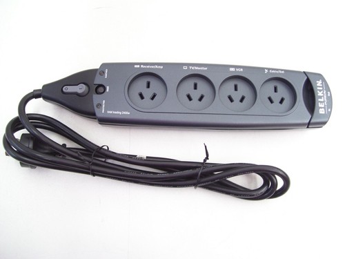 4 OUTLET POWER SURGE PROTECTOR POWERBOARD BELKIN HD TV LCD CLEANER HDMI CABLE - Picture 4 of 12