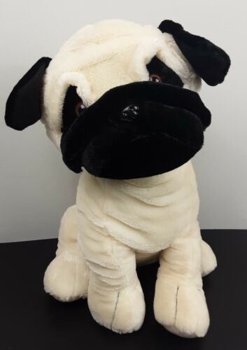 Toy Factory Max the Pug Plush Dog Cream Black 18” Large Stuffed Animal  Collar | eBay