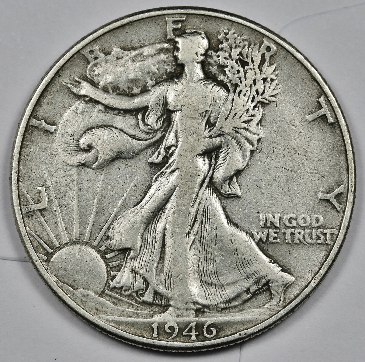 1946 Liberty Walking Half. Error. Double Die Reverse. 