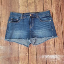 Old Navy Womens Shorts Blue 4 Boyfriend Cut Off Mid Rise Raw Hem Denim Distress