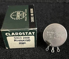 1pc Clarostat 53C3-2500-S  2.5K OHM  2-WATT Linear Taper Potentiometer  **NOS