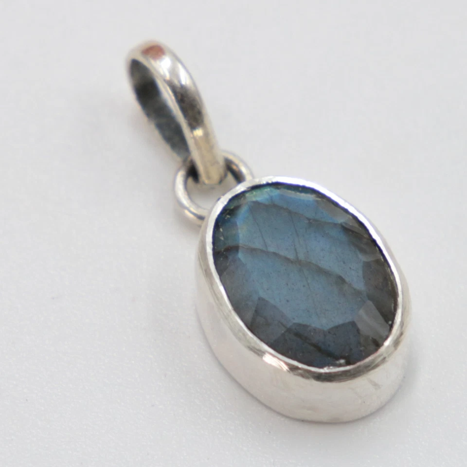 Rimorchio Labratorite Vero Ciondolo IN Argento 2,5 CM Sterling 925 Ovale Fa - Immagine 4 di 4