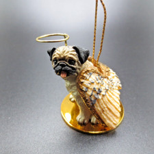 Pug Puppy Angel w/ Wings  Halo Christmas Ornament Tiny Ones