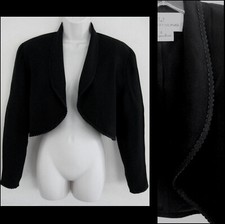 Saks Cropped black jacket 10 Open Braided trim Dressy Short Bolero Alfred Sung