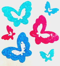 Glittery 2 in 1 BUTTERFLIES BUTTERFLY Sandylion Stickers - 1 square  VINTAGE 