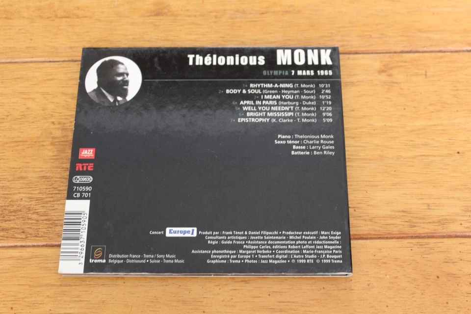 THELONIOUS MONK - OLYMPIA 7 MARS 1965 (CD, 1999) - Изображение 2 из 4