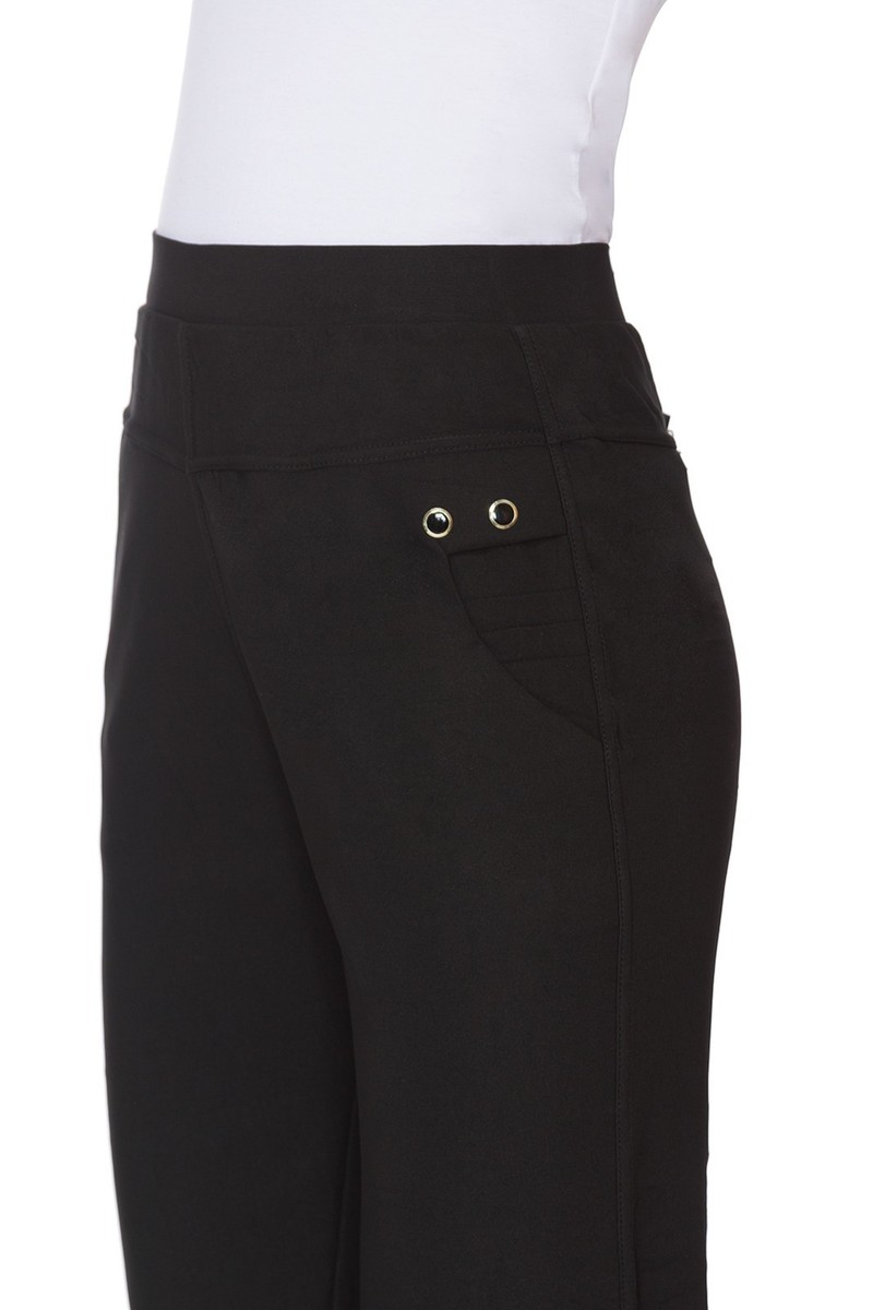 Pantalone donna elegante nero lunghezza intera vita alta donna taglie forti 8040