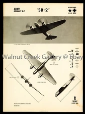 WWII Aircraft Identification Poster, Tupolev SB-2, Art Print on 11x14" 09179
