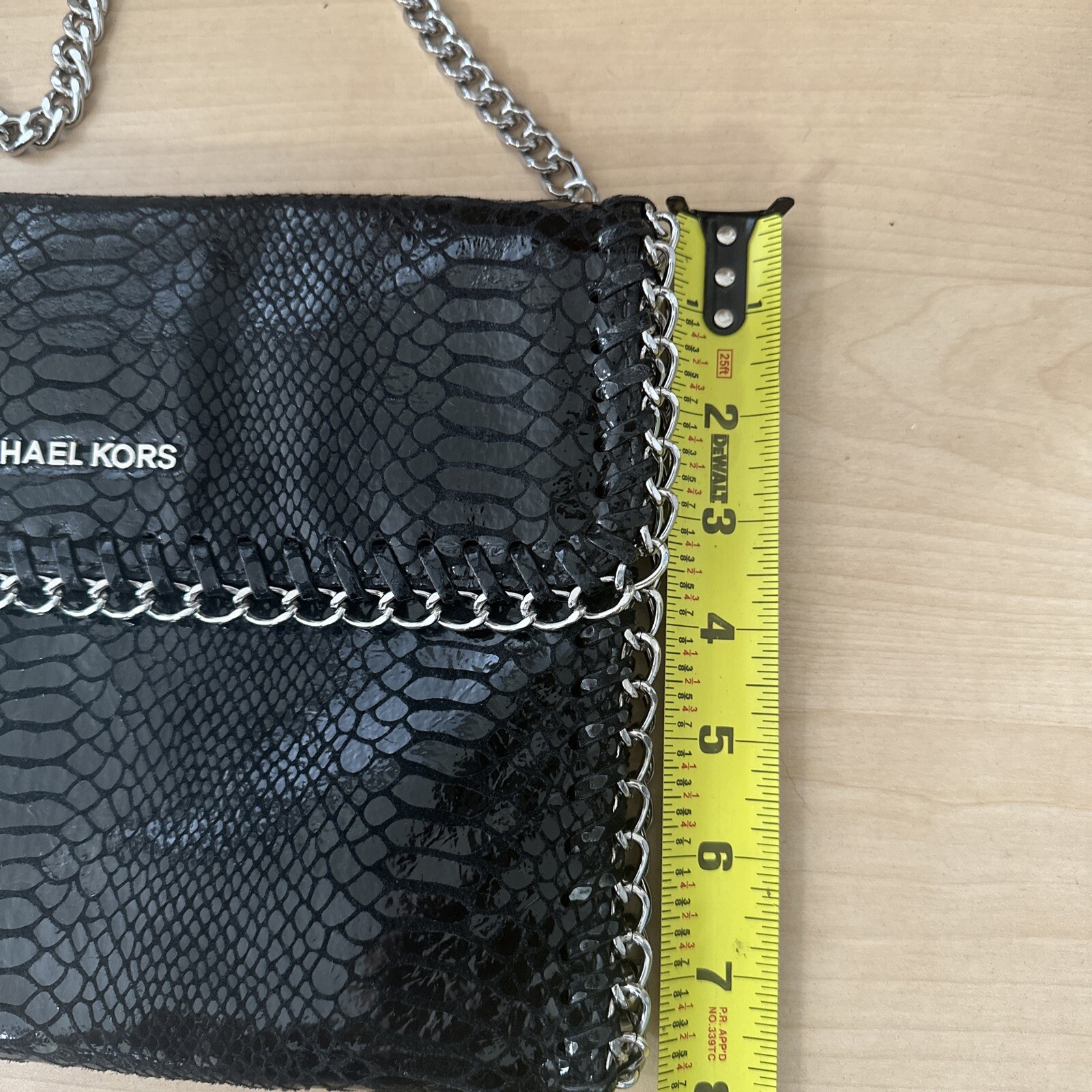 MICHAEL KORS CHELSEA BLACK PYTHON EMBOSSED CLUTCH… - image 2